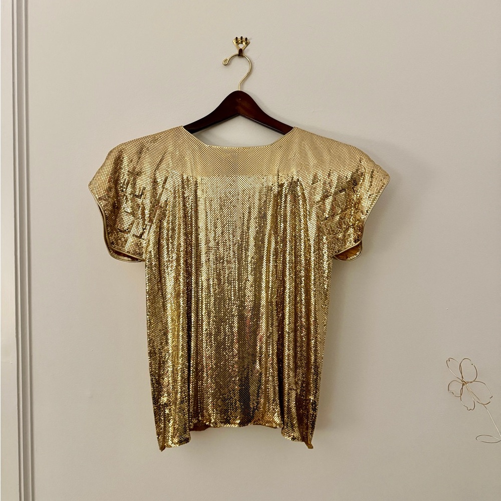 Whiting And Davis Gold Metal Mesh Top - image 2